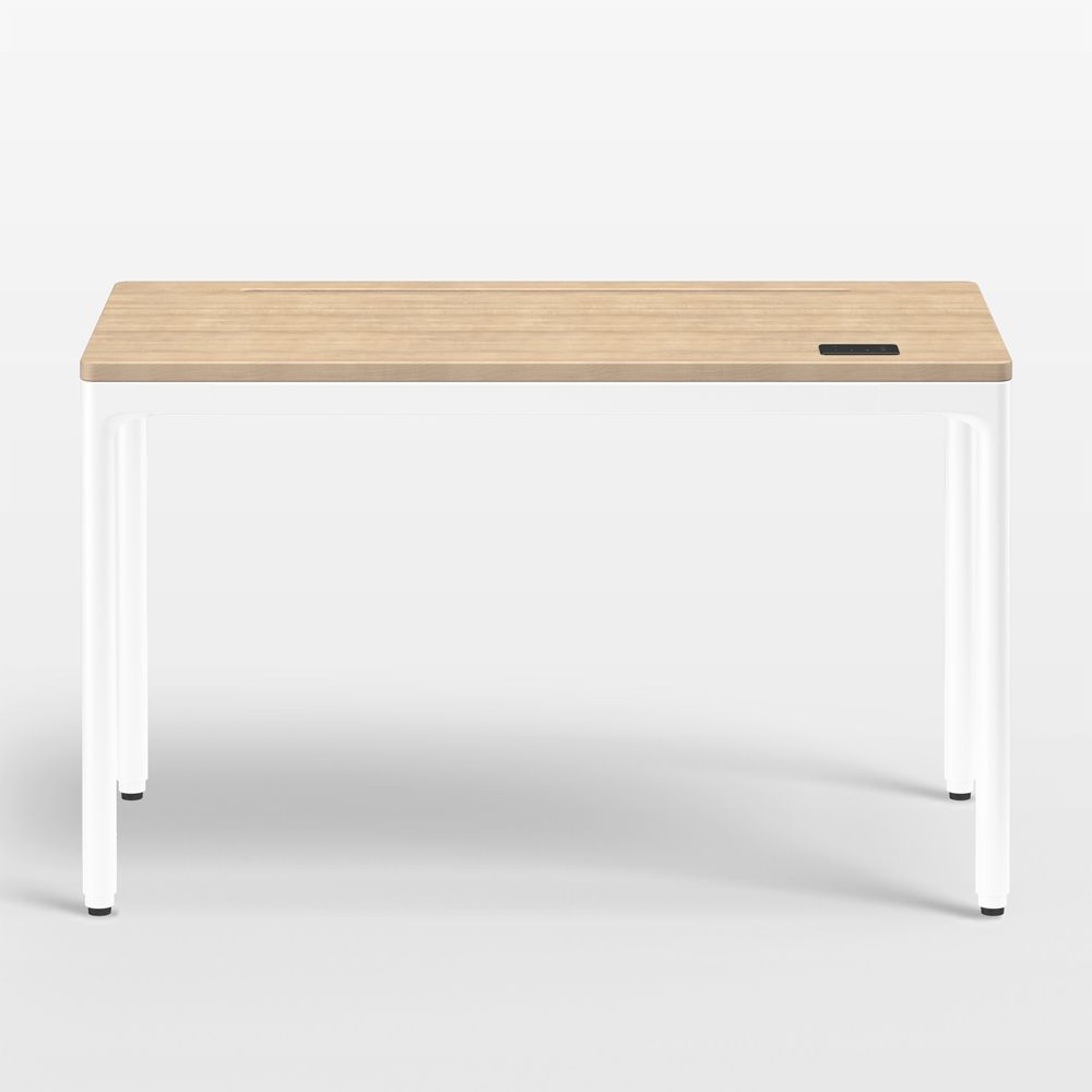 Humanscale Quattro Oak Wood and White Adjustable Standing Desk(48"-60")