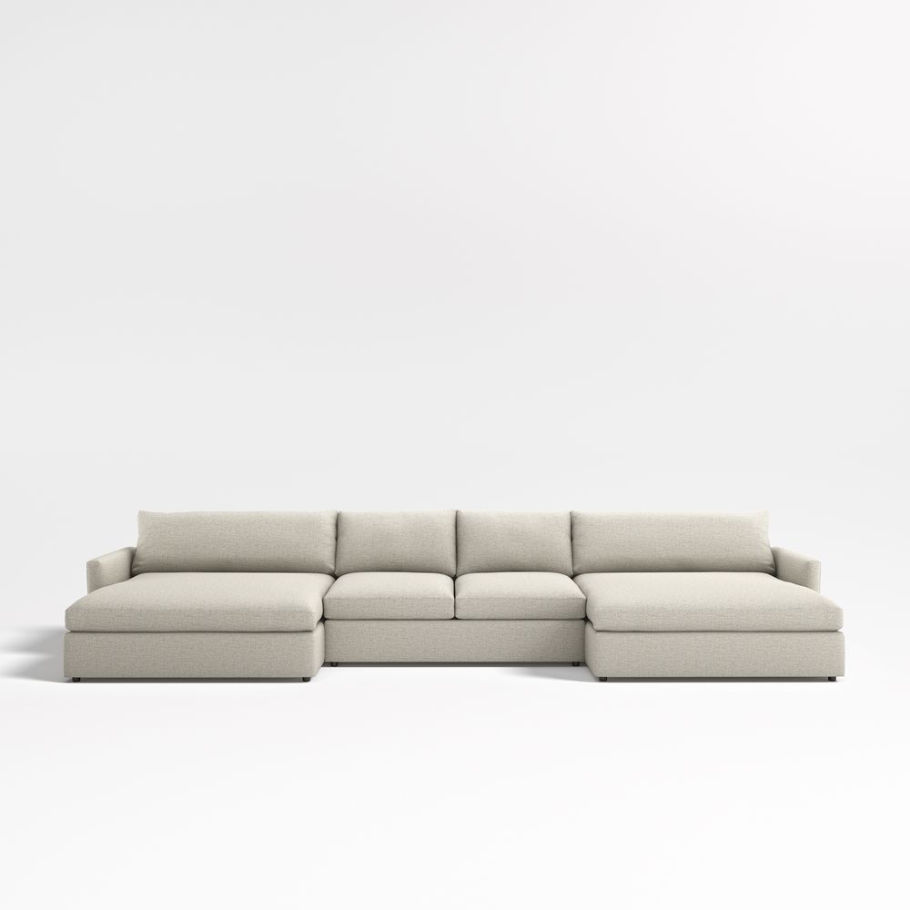 Lounge Deep 3-Piece U-Shaped Sectional Sofa with Double Extra Wide Chaise Lounge