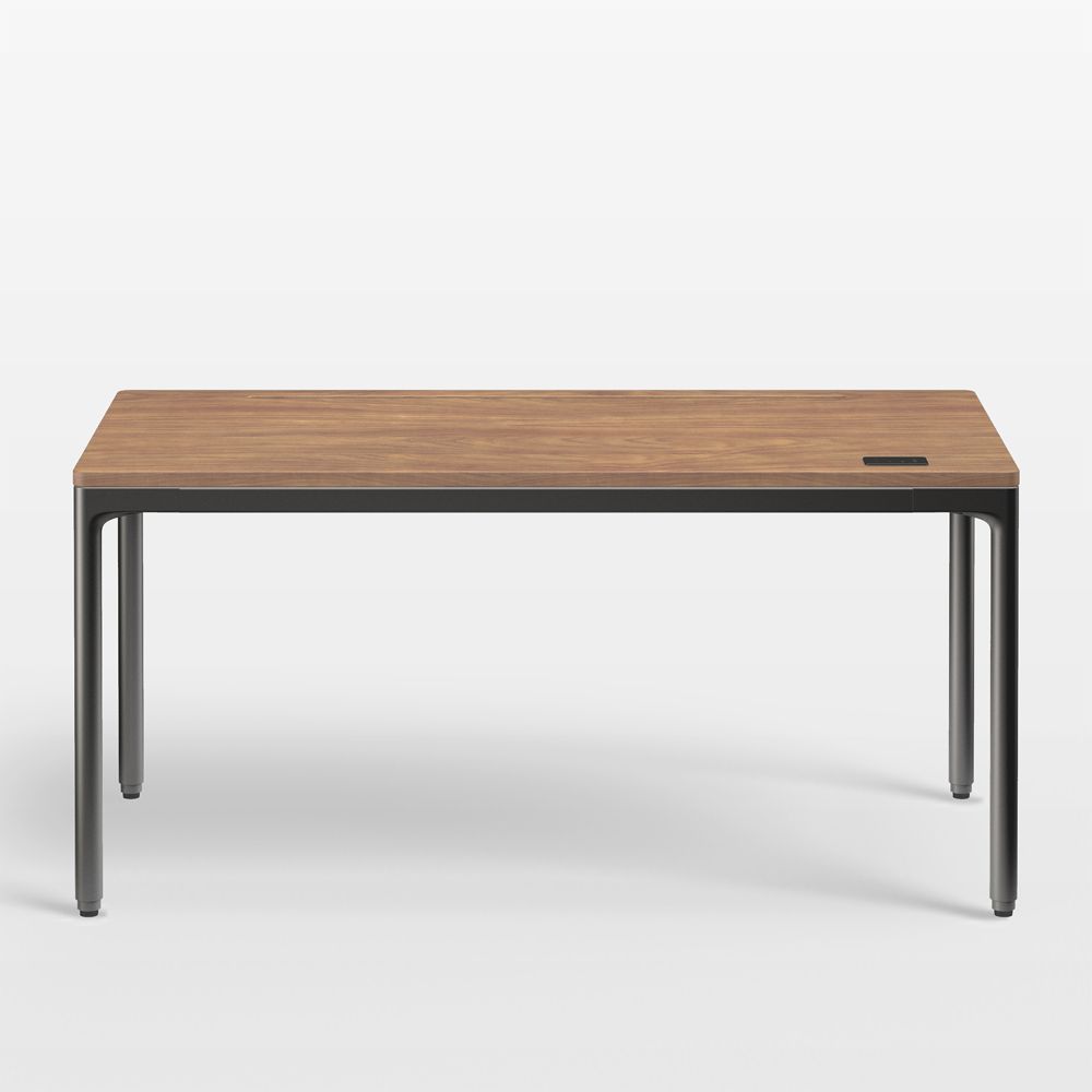 Humanscale Quattro Walnut Wood and Black Adjustable Standing Desk (48"-60")
