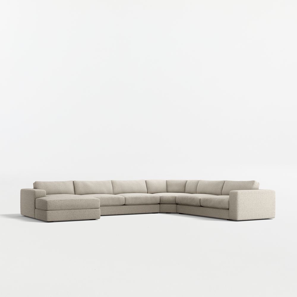 Oceanside Low 4-Piece L-Shaped Wedge Sectional Sofa with Chaise Lounge