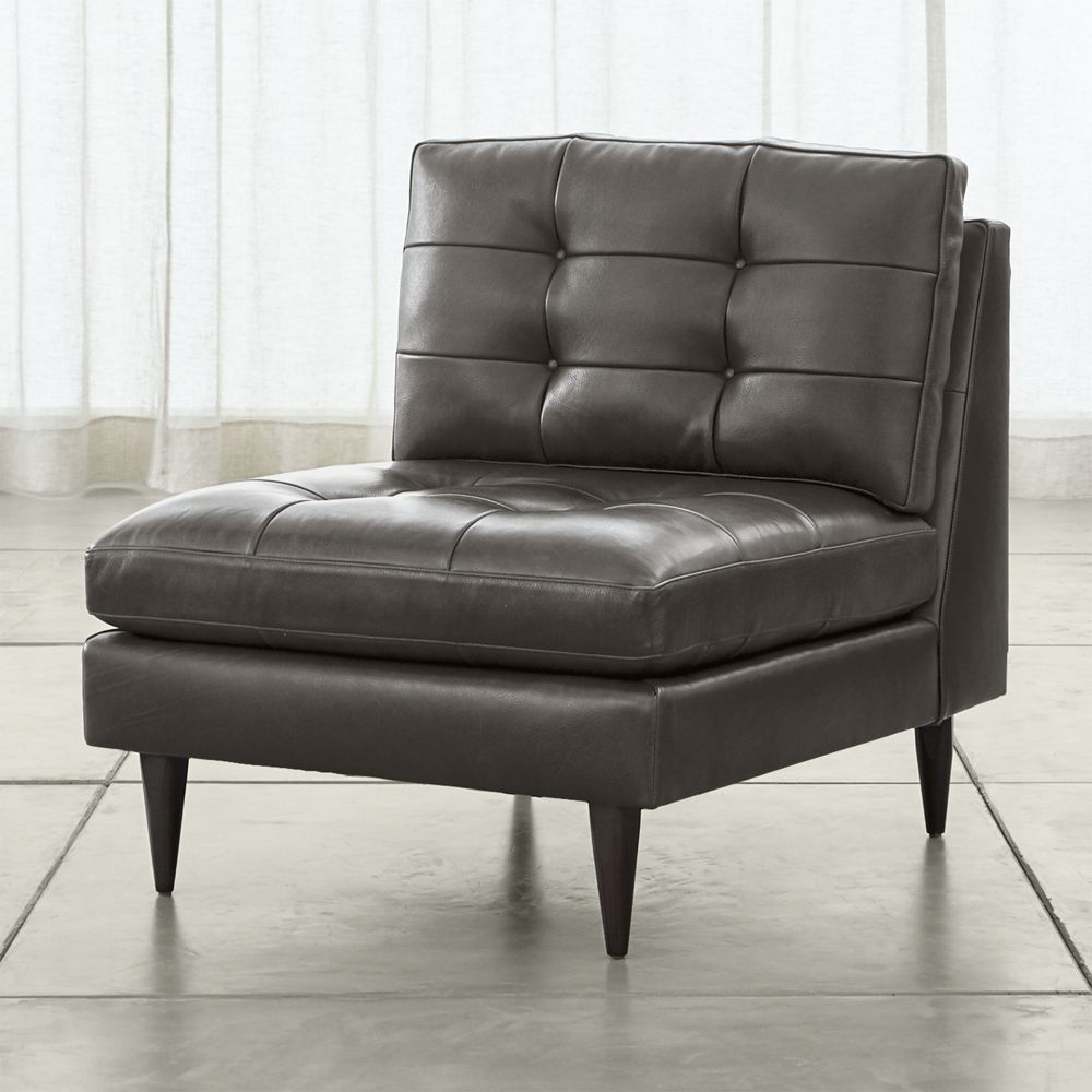 Petrie Leather Midcentury Armless Chair Sectional Piece