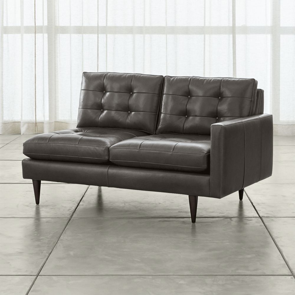 Petrie Leather Midcentury Right-Arm Loveseat Sectional Piece