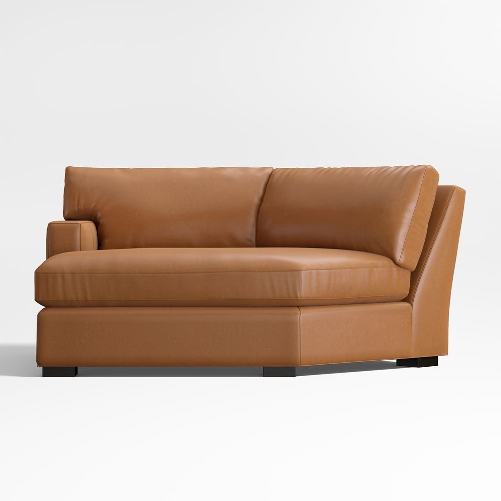 Axis Classic Leather Left-Arm Angled Chaise Lounge Sectional Piece