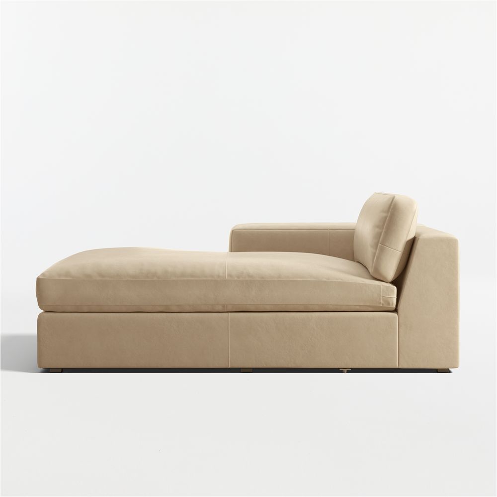 Oceanside Deep Leather Left-Arm Chaise Lounge Sectional Piece