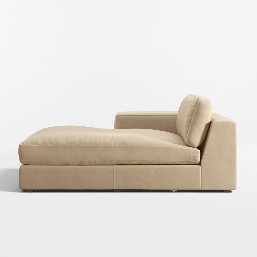 Oceanside Low Leather Left-Arm Chaise Lounge Sectional Piece