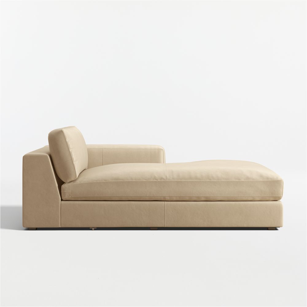 Oceanside Deep Low Leather Right-Arm Chaise Lounge Sectional Piece