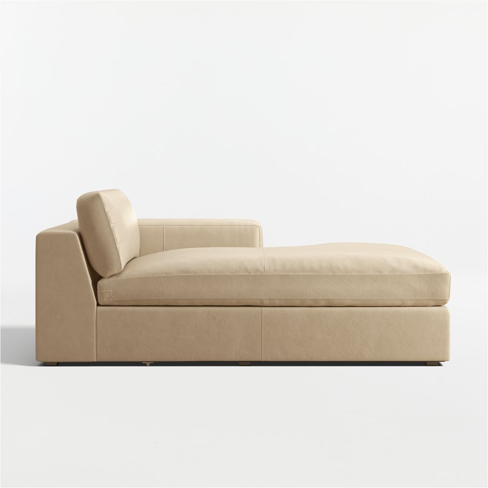 Oceanside Deep Leather Right-Arm Chaise Lounge Sectional Piece