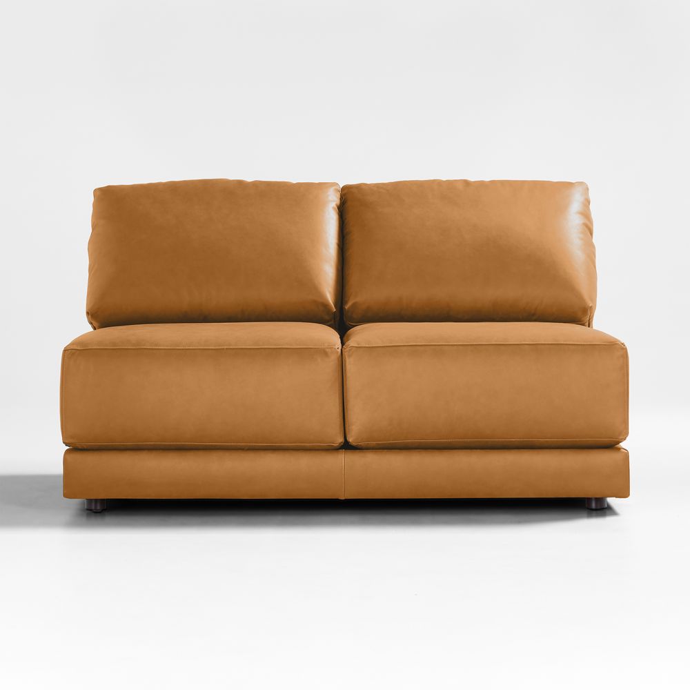 Gather Deep Leather Armless Loveseat Sectional Piece