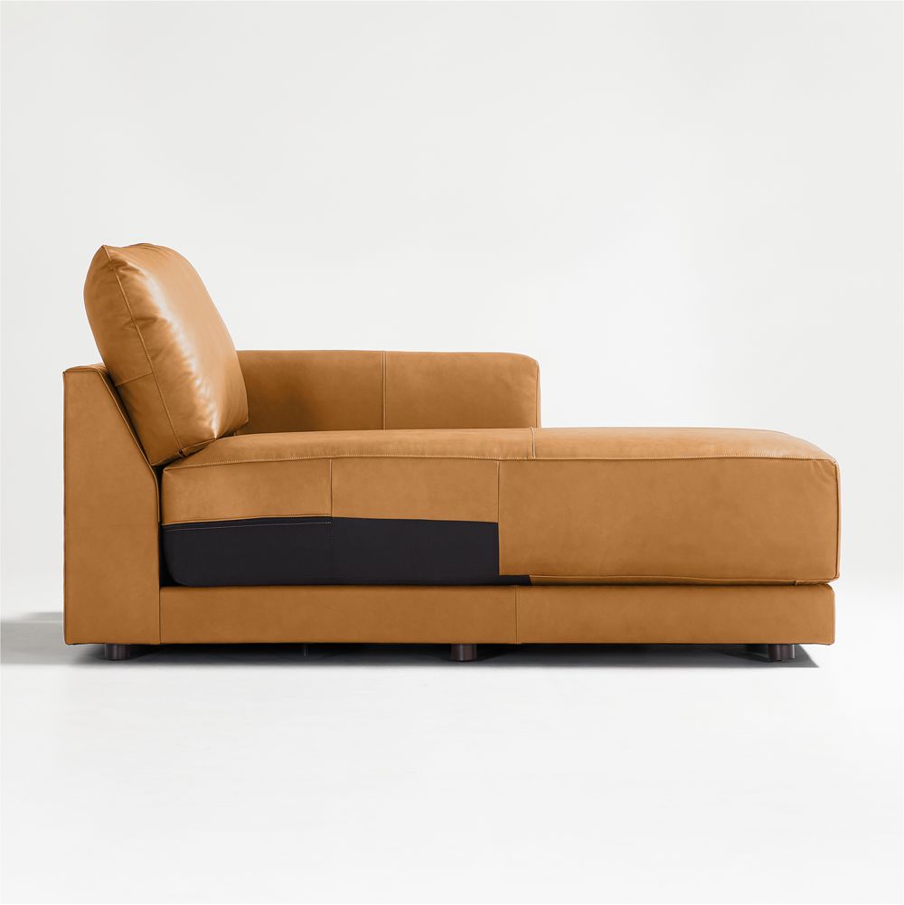 Gather Leather Right-Arm Chaise Lounge Sectional Piece