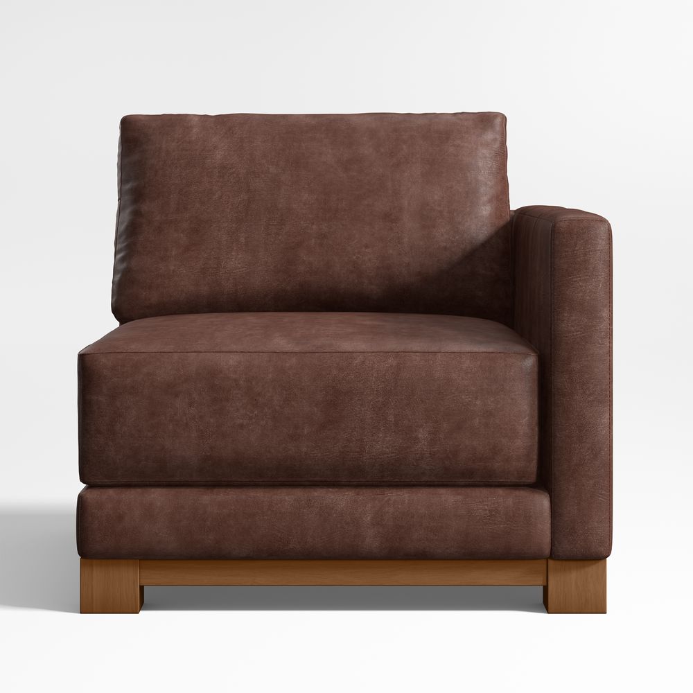 Gather Wood Base Leather Right-Arm Chair Sectional Piece