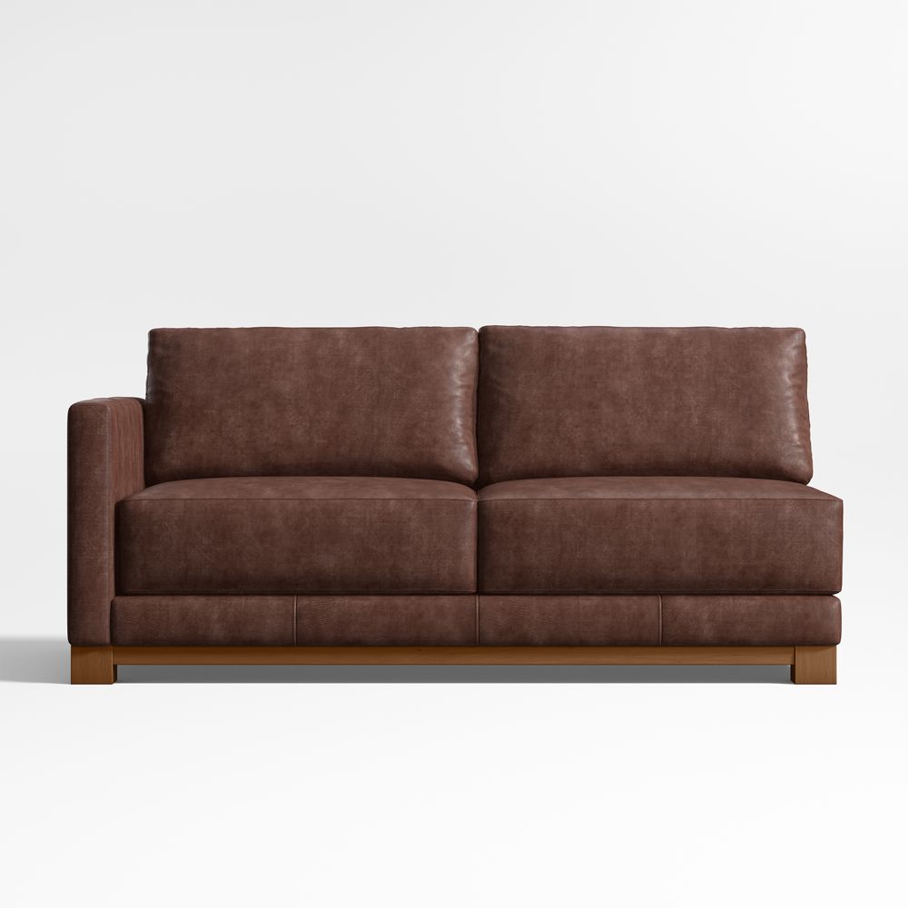Gather Wood Base Leather Left-Arm Sofa Sectional Piece