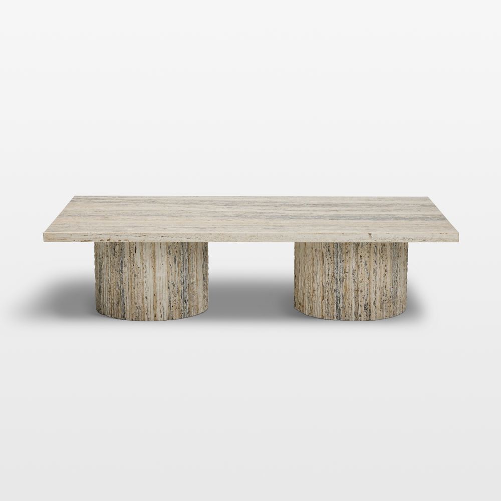 Whitmore White Travertine 65" Rectangular Coffee Table