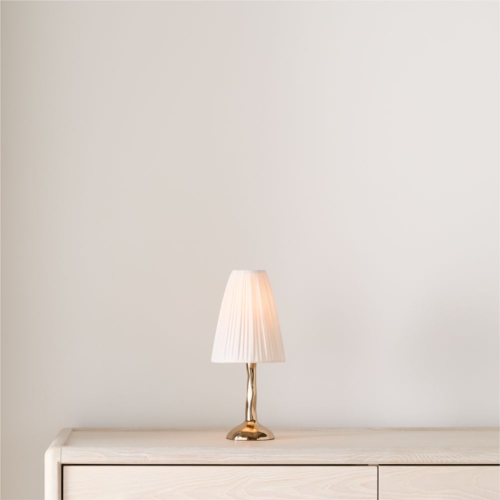 Colette Hammered Brass Mini Table Lamp with Fabric Shade 13"