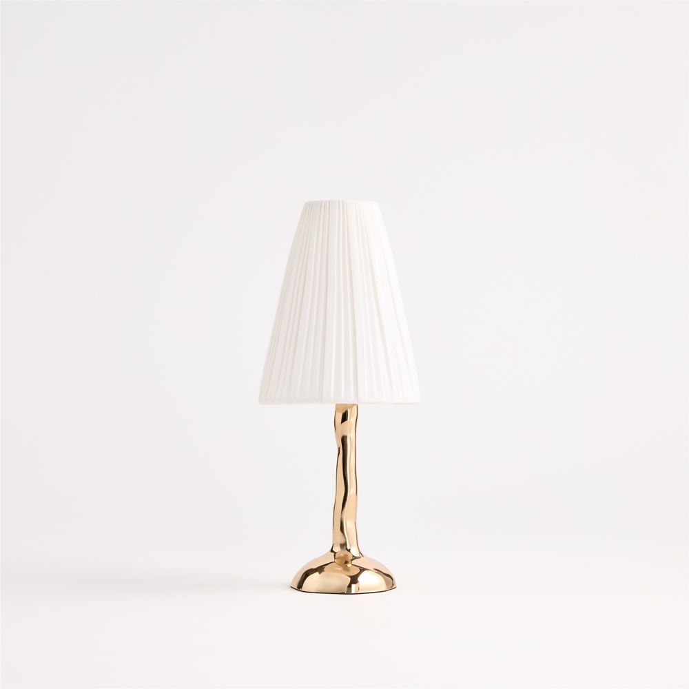 Alternative view of Colette Hammered Brass Mini Table Lamp with Fabric Shade 13"