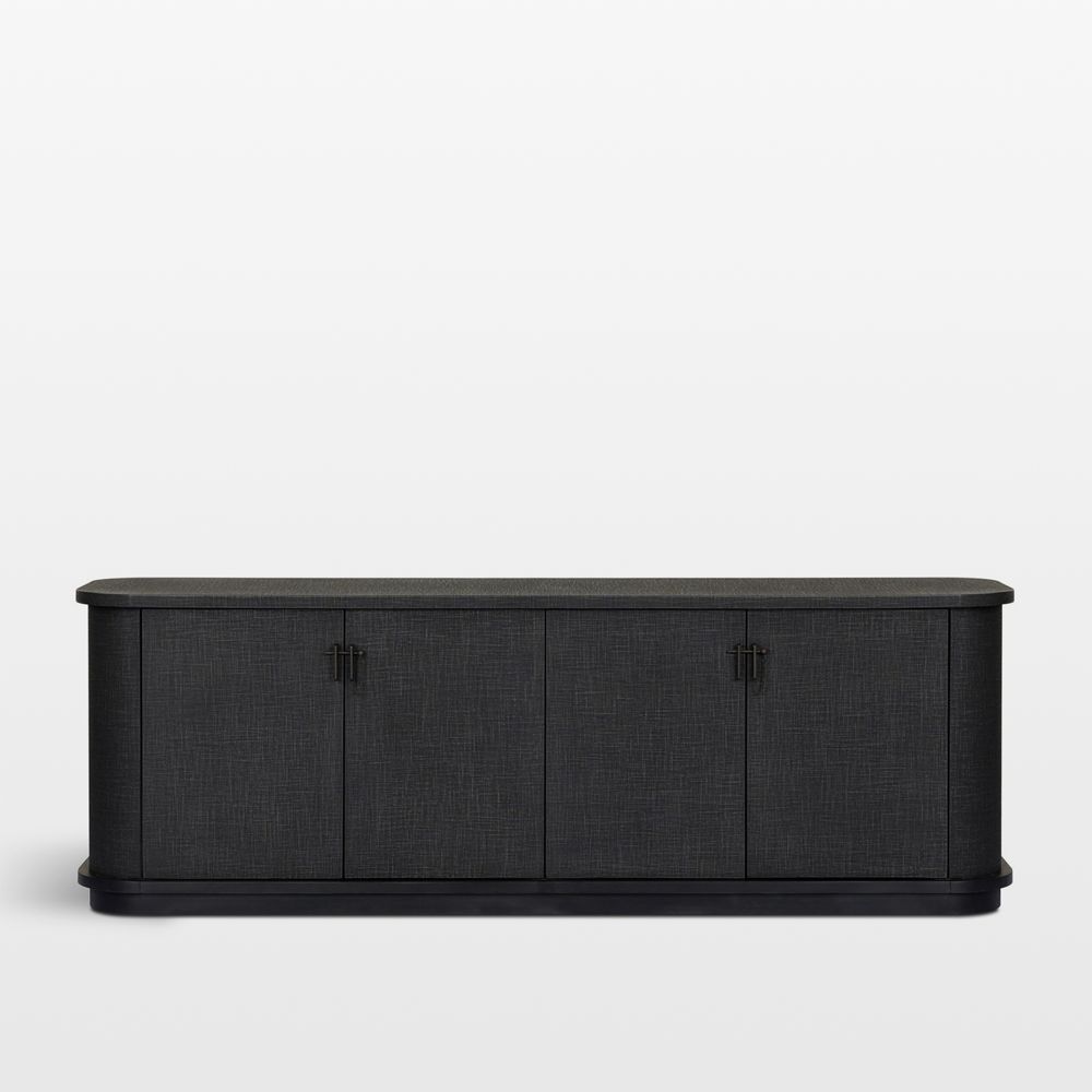Finnegan 80" Black Linen Wood Media Console