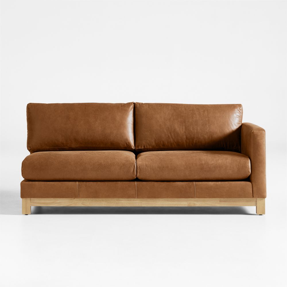 Pacific Wood Base Leather Right-Arm Sofa Sectional Piece