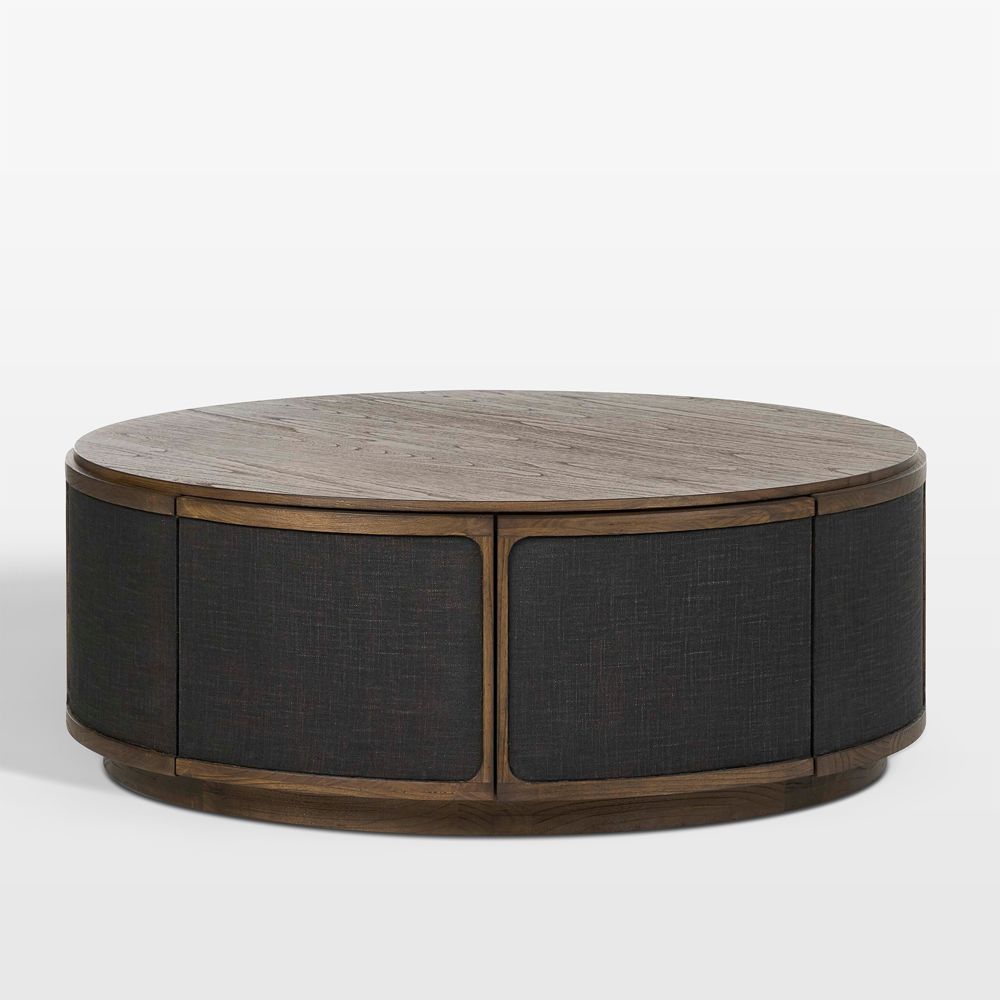 Byrdie Wood and Linen 45" Round Coffee Table