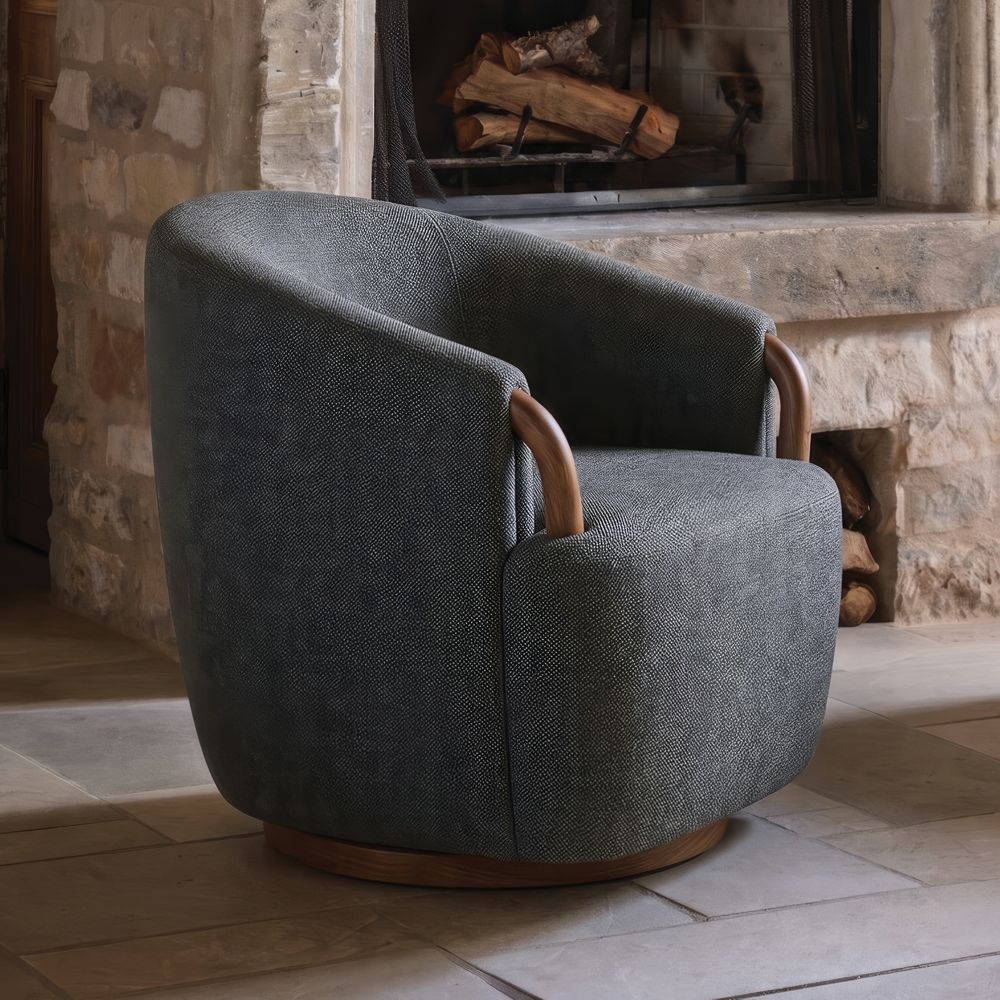 Rapallo Wood Swivel Accent Chair