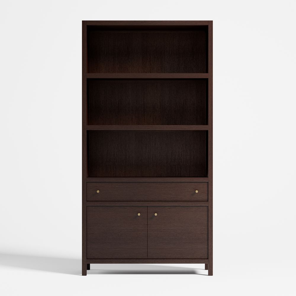 Keane 40" Espresso Solid Wood Storage Bookcase