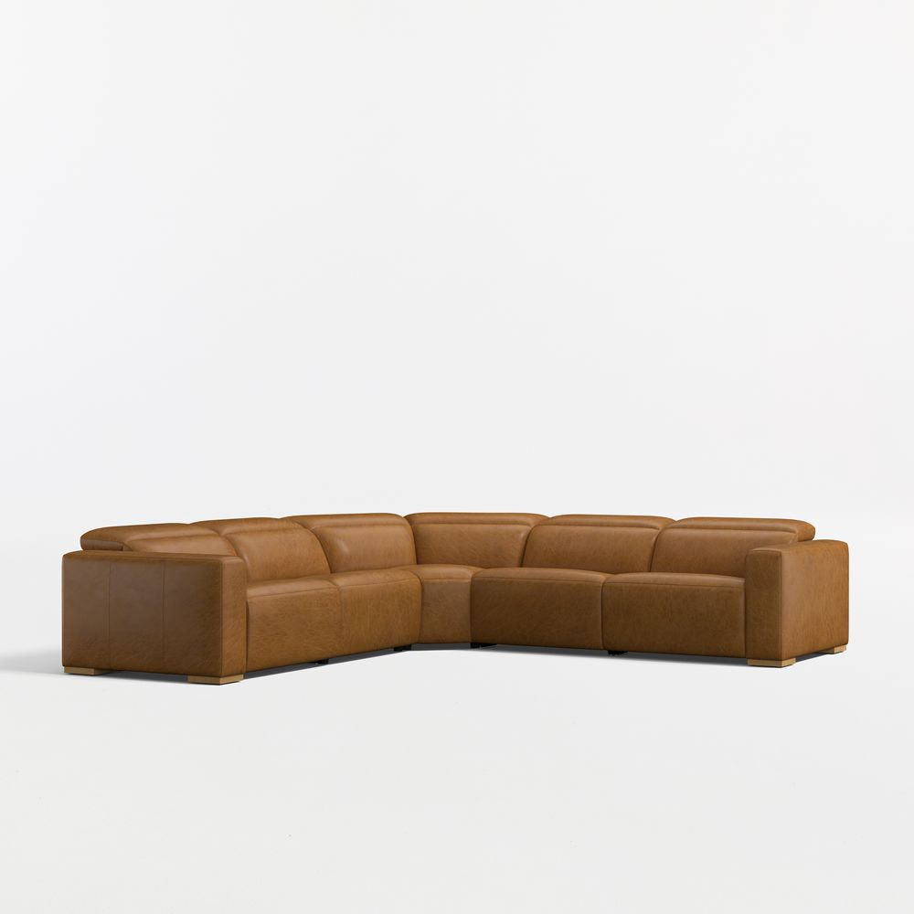 Drift 5-Piece L-Shaped Power Triple-Reclining Leather Sectional Sofa