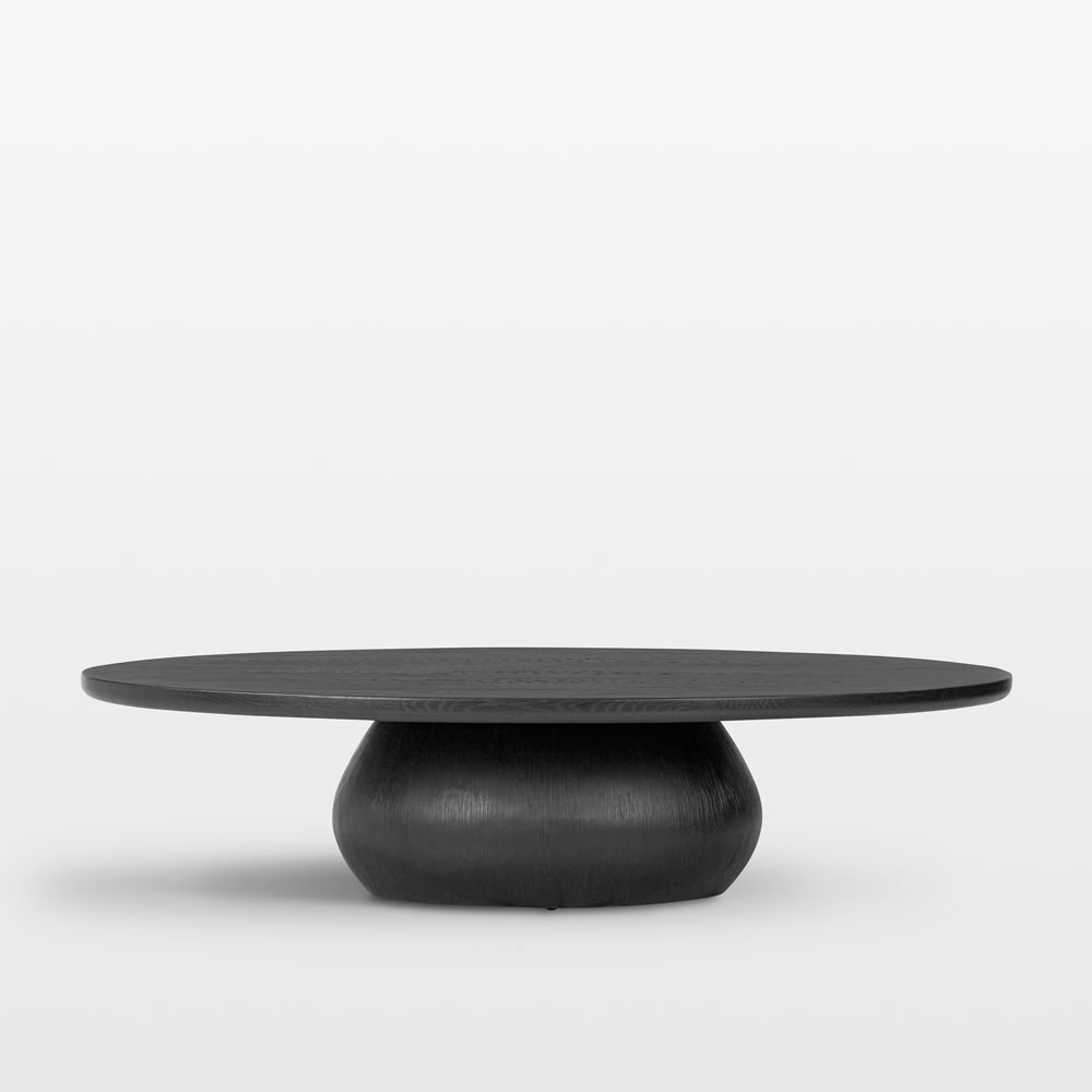 Axel Worn Black 60" Oval Coffee Table
