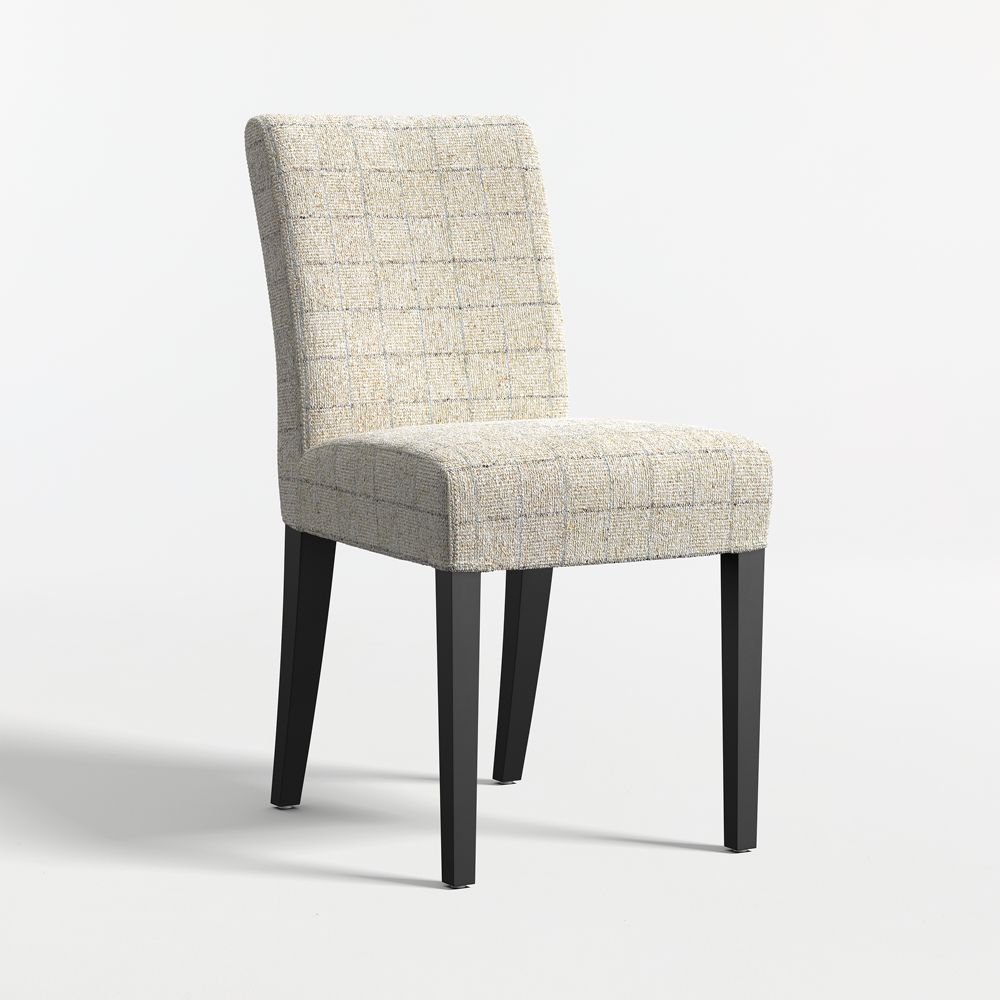 Lowe Topaz Check Upholstered Dining Chair with Ebony Wood Legs