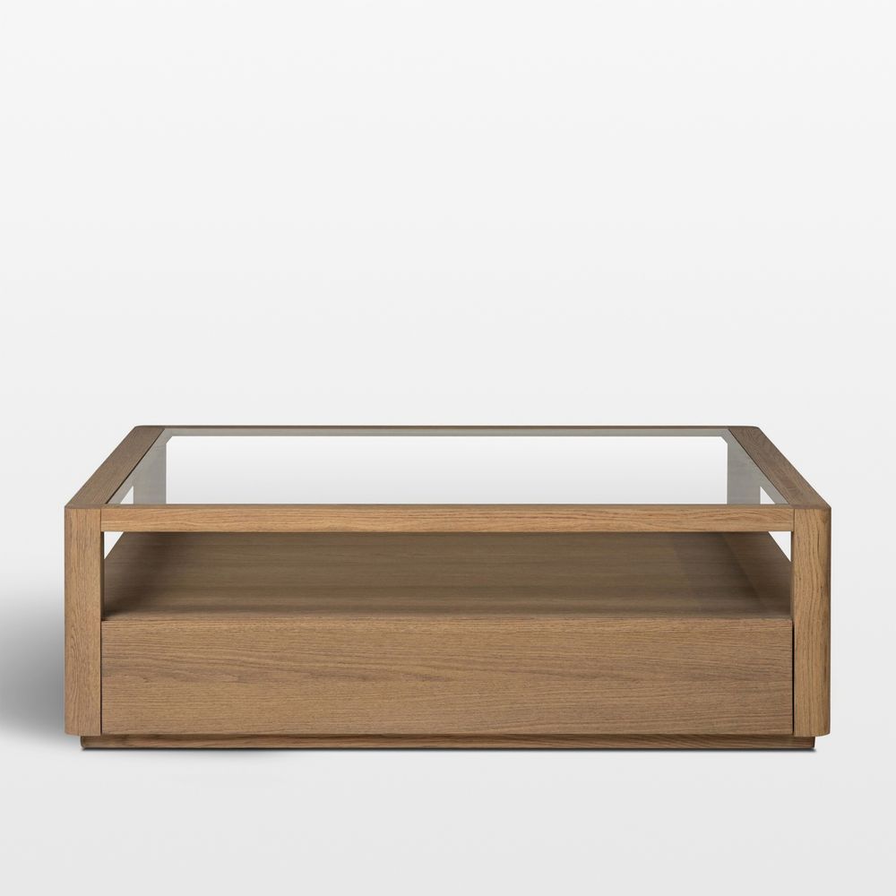 Kofi Brown Oak and Glass 50" Coffee Table