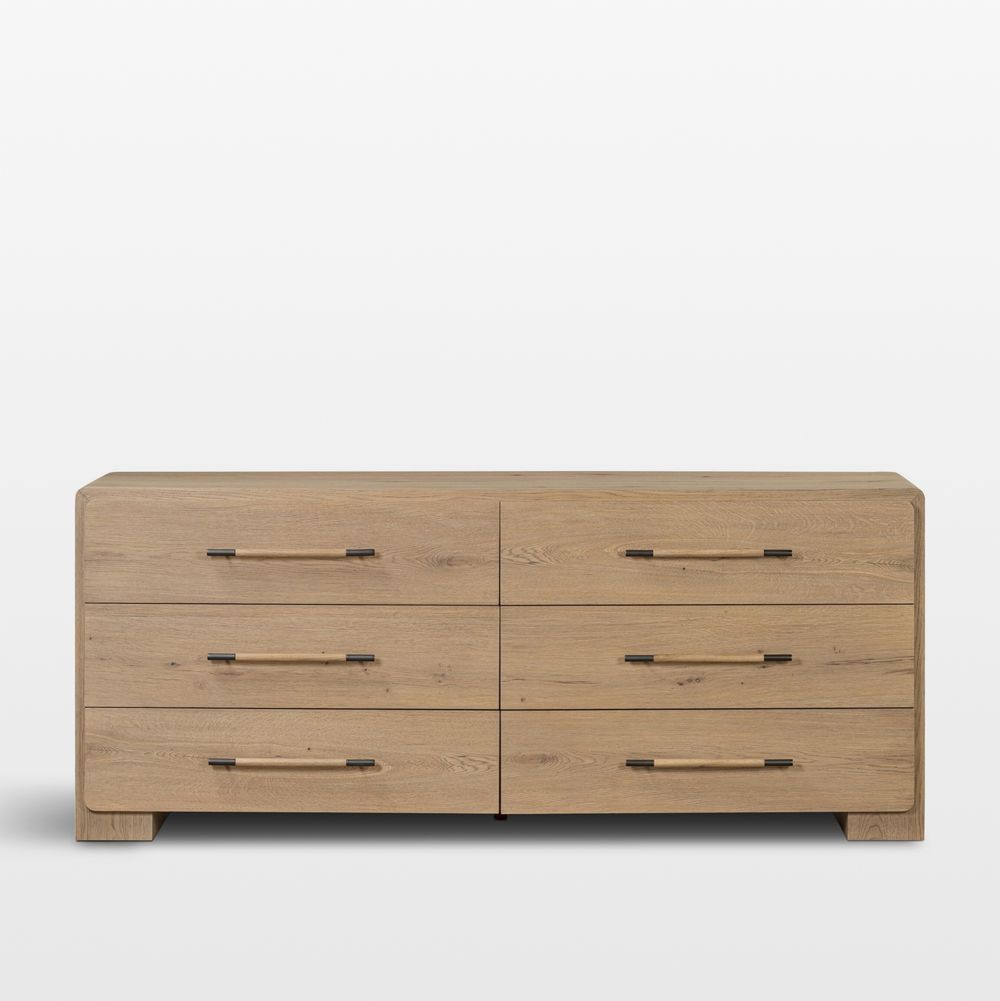 Eden 77" Oak Wood 6-Drawer Dresser