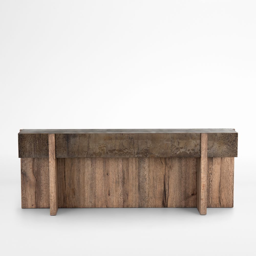 Mackinley Grey Iron and Oak Wood 79" Console Table