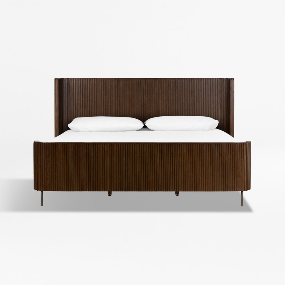 Baylor Brown Ribbed Solid Oak Wood Bed