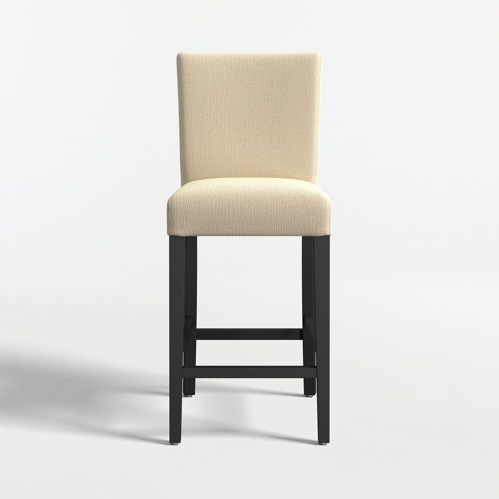Lowe Taupe Upholstered Stools with Ebony Wood Legs