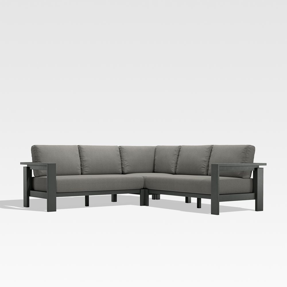Walker 3-Piece L-Shaped Metal Outdoor Sectional Sofa with Sunbrella Cushions