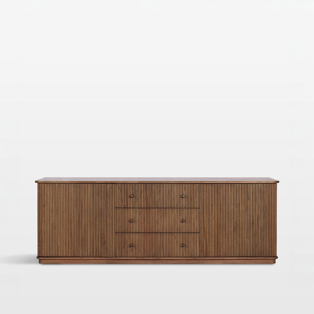 Ona 81" Fluted Wood Storage Media Console