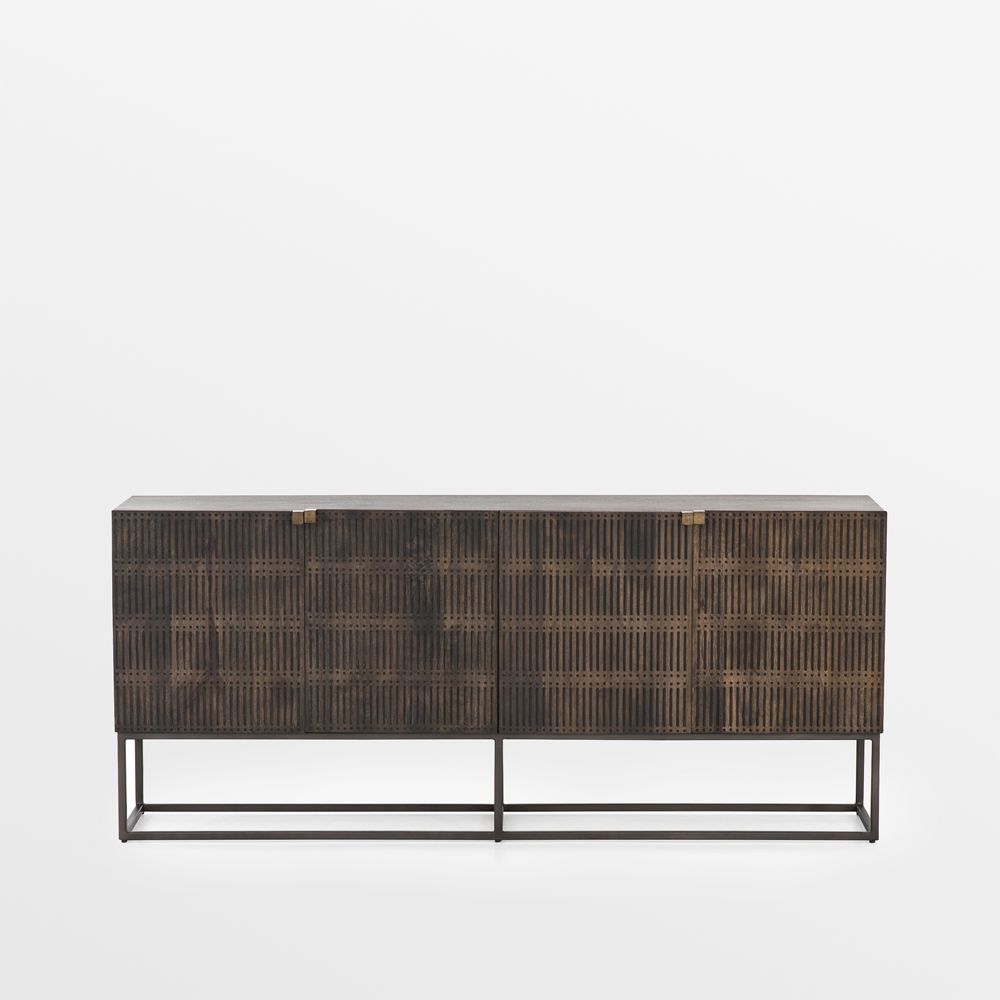 Ivan 69" Wood and Iron Storage Media Console
