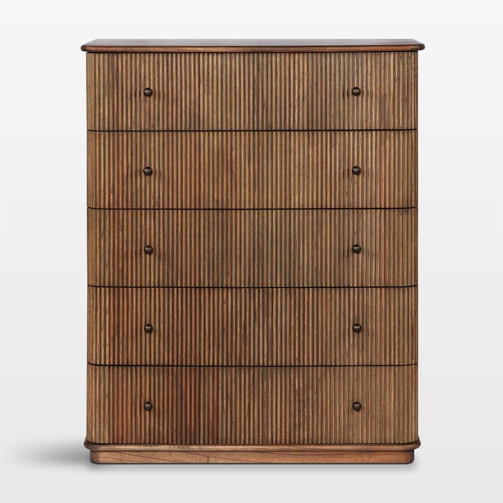 Ona 40" Fluted Wood 5-Drawer Tall Dresser