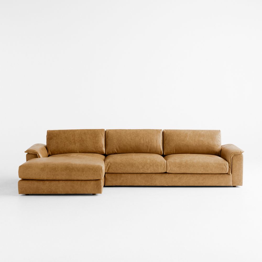 Wythe Leather 2-Piece Left-Arm Chaise Sectional Sofa