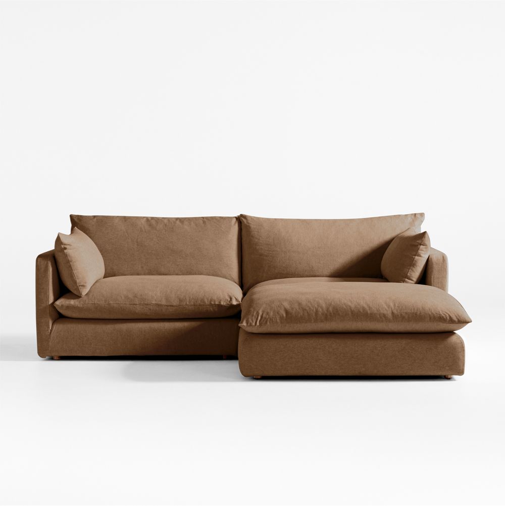 Unwind Modular 3-Piece Slipcovered Reversible Sectional Sofa with Ottoman