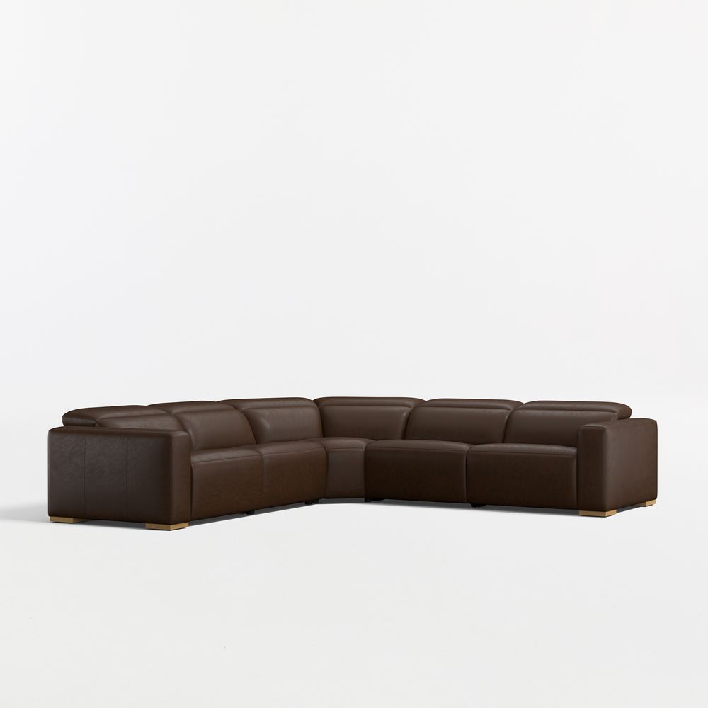 Drift 5-Piece L-Shaped Power Triple-Reclining Leather Sectional Sofa