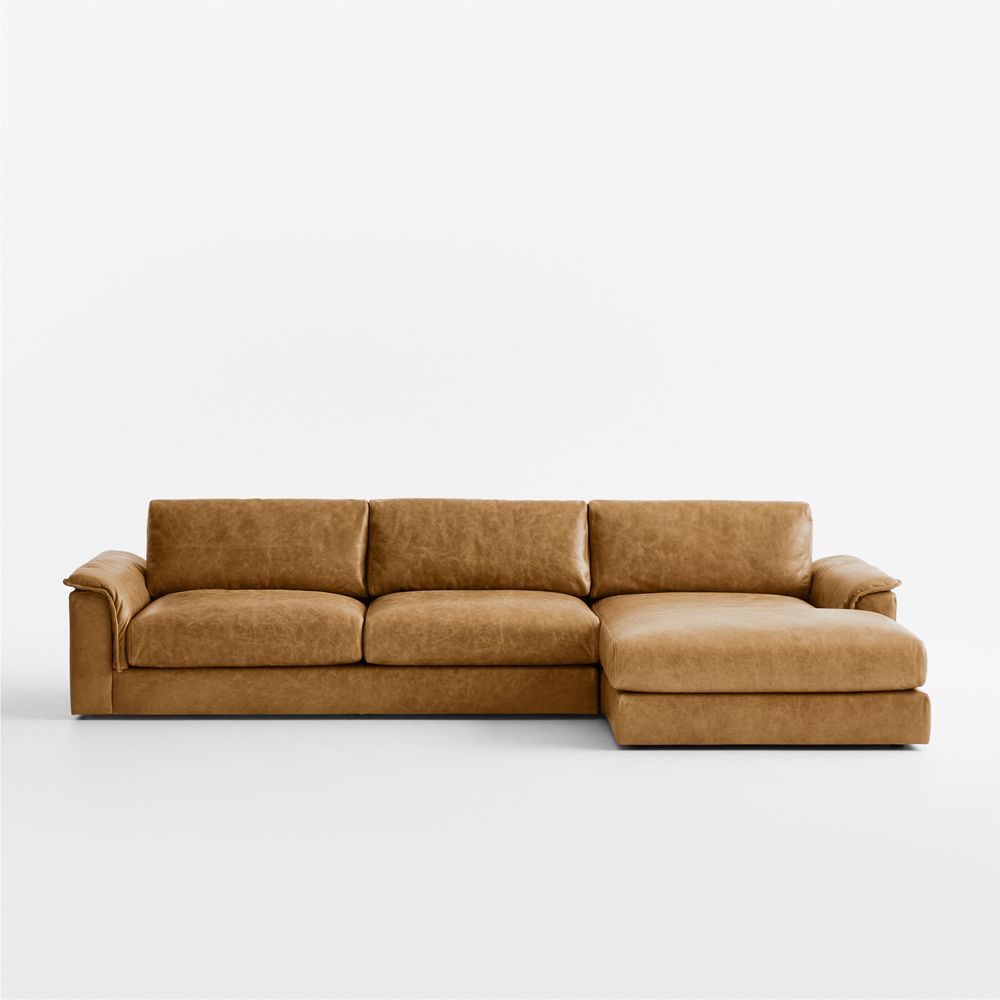 Wythe Leather 2-Piece Right-Arm Chaise Sectional Sofa