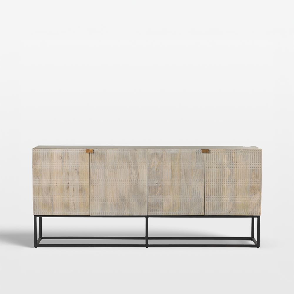 Ivan 69" Light Wash Mango Wood Media Console with Storage