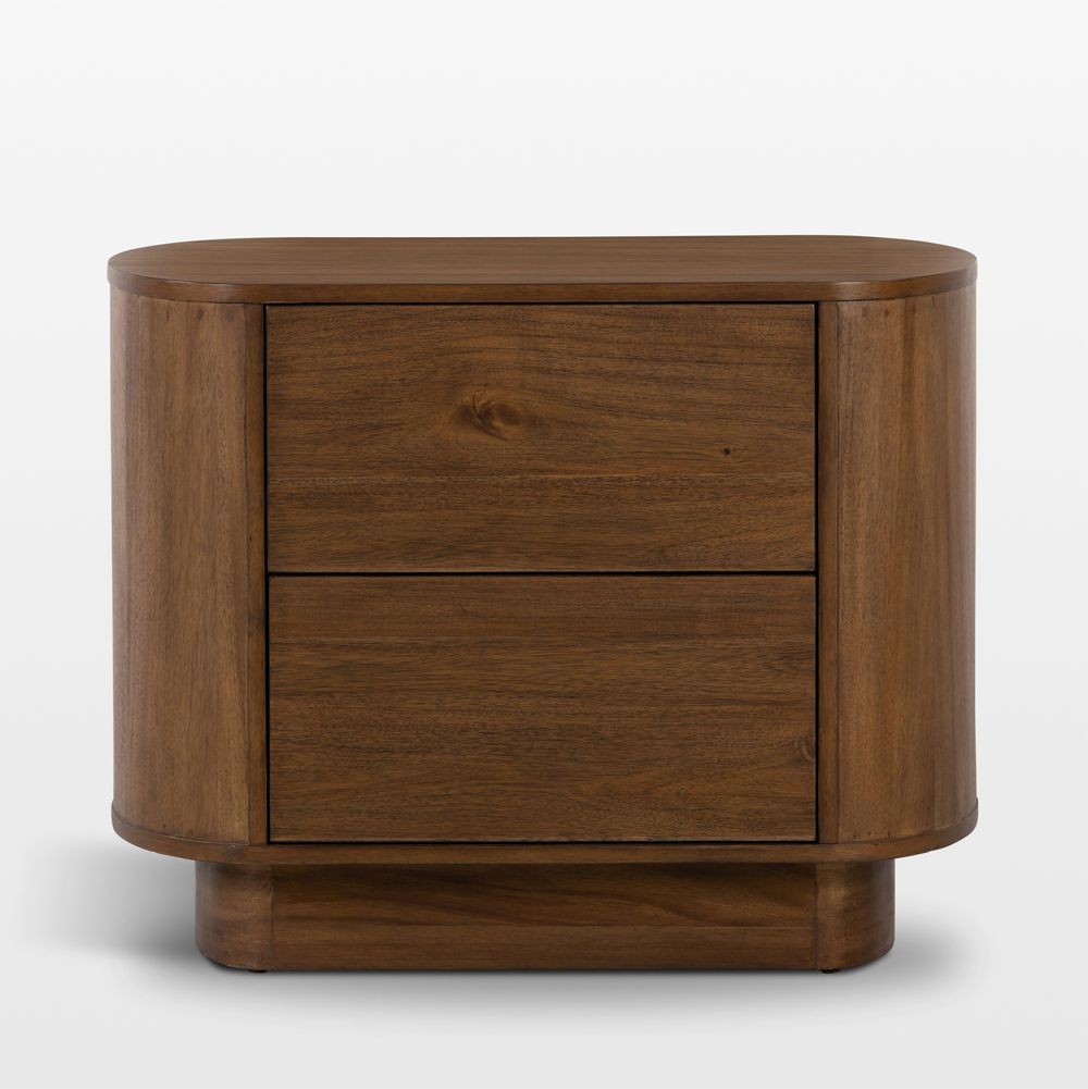 Panos 32" Curved Acacia Wood Nightstand