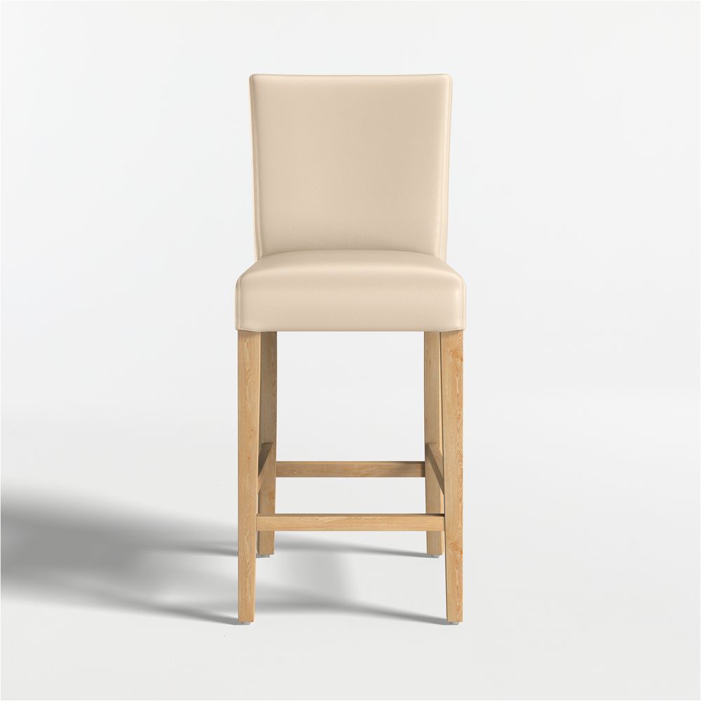 Lowe Tan Leather Stools with Natural Wood Legs