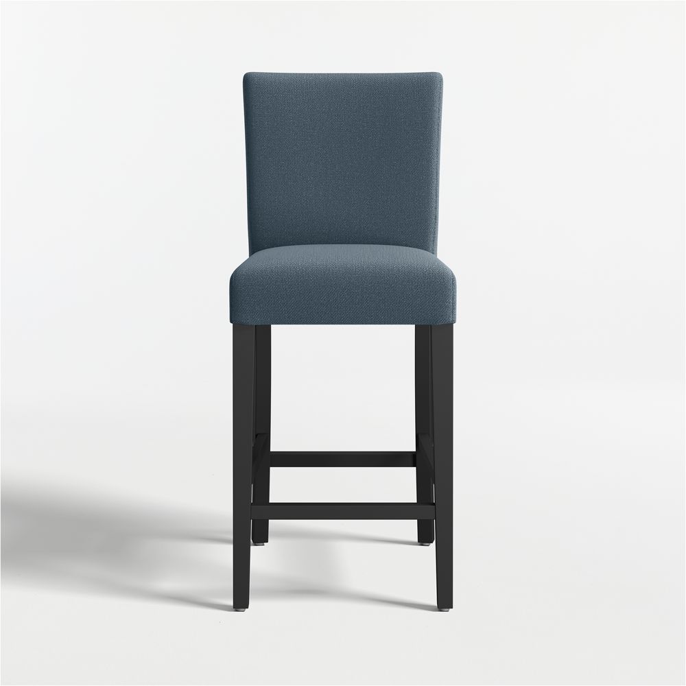 Lowe Navy Upholstered Stools with Ebony Wood Legs