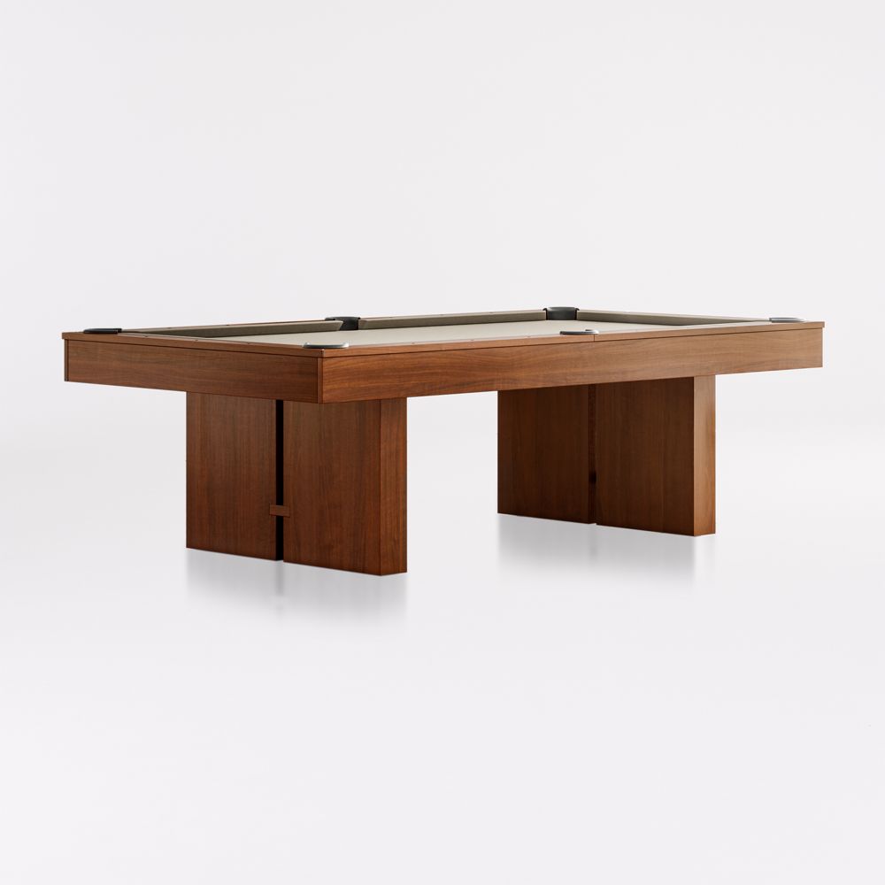 Khaki and Walnut Pool Table with Wall Rack, Accessories and Table Tennis Kit