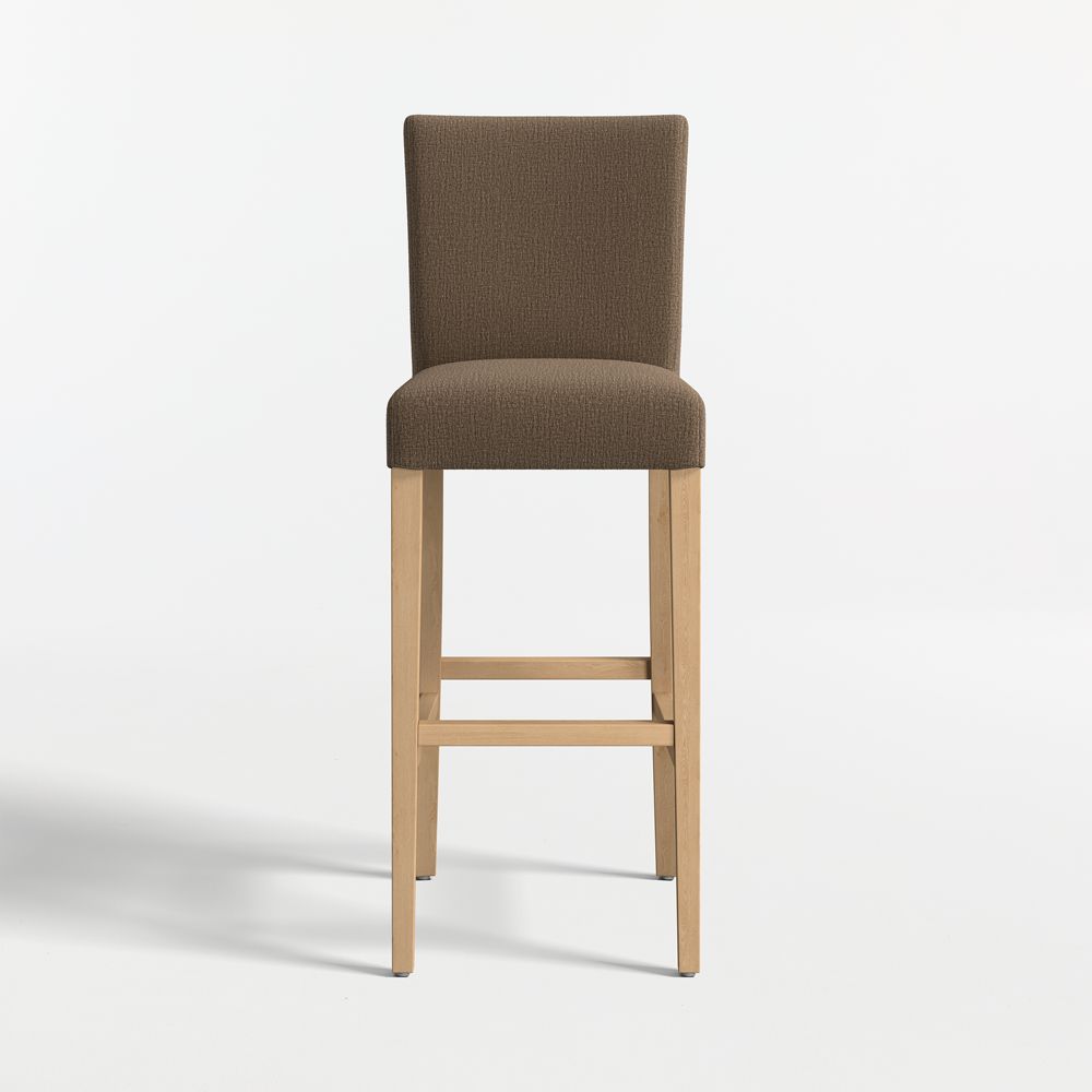 Lowe Truffle Upholstered Stools with Natural Wood Legs