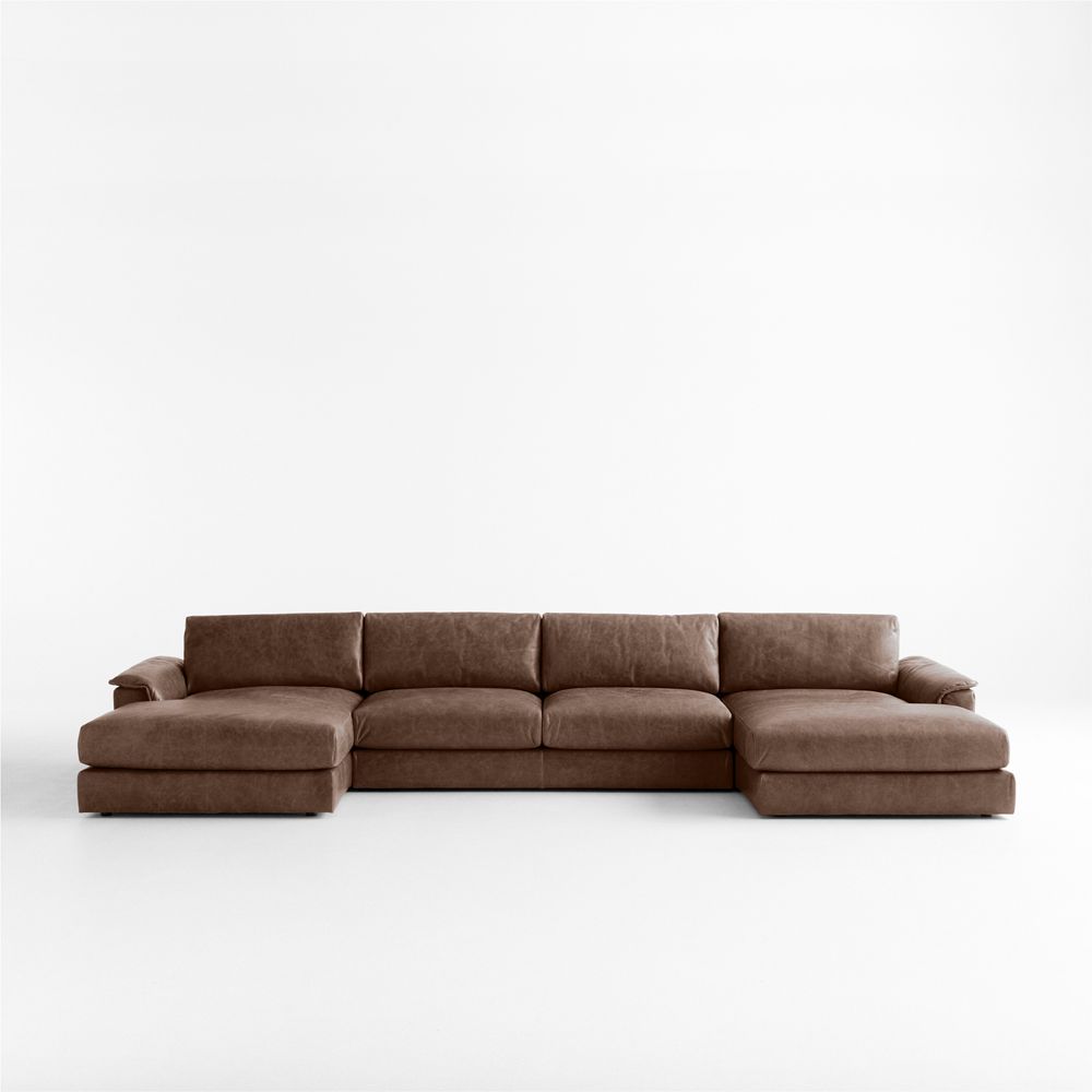 Wythe Leather 3-Piece U-Shaped Sectional Sofa