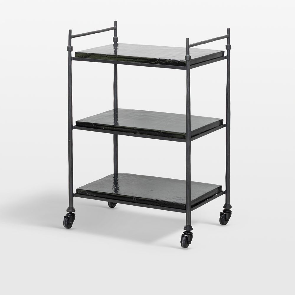 Talon 23" Black Smoked Cast Glass Bar Cart