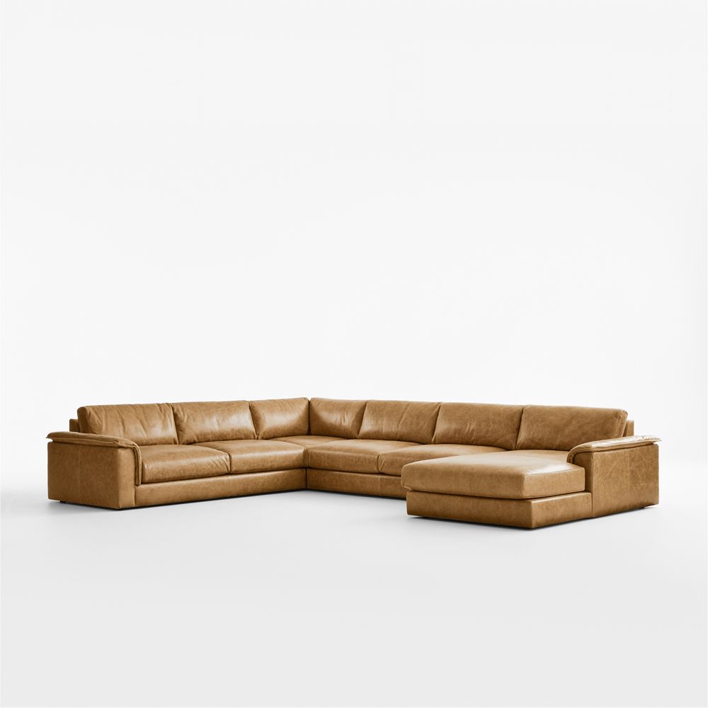 Wythe Leather 4-Piece L-Shaped Sectional Sofa