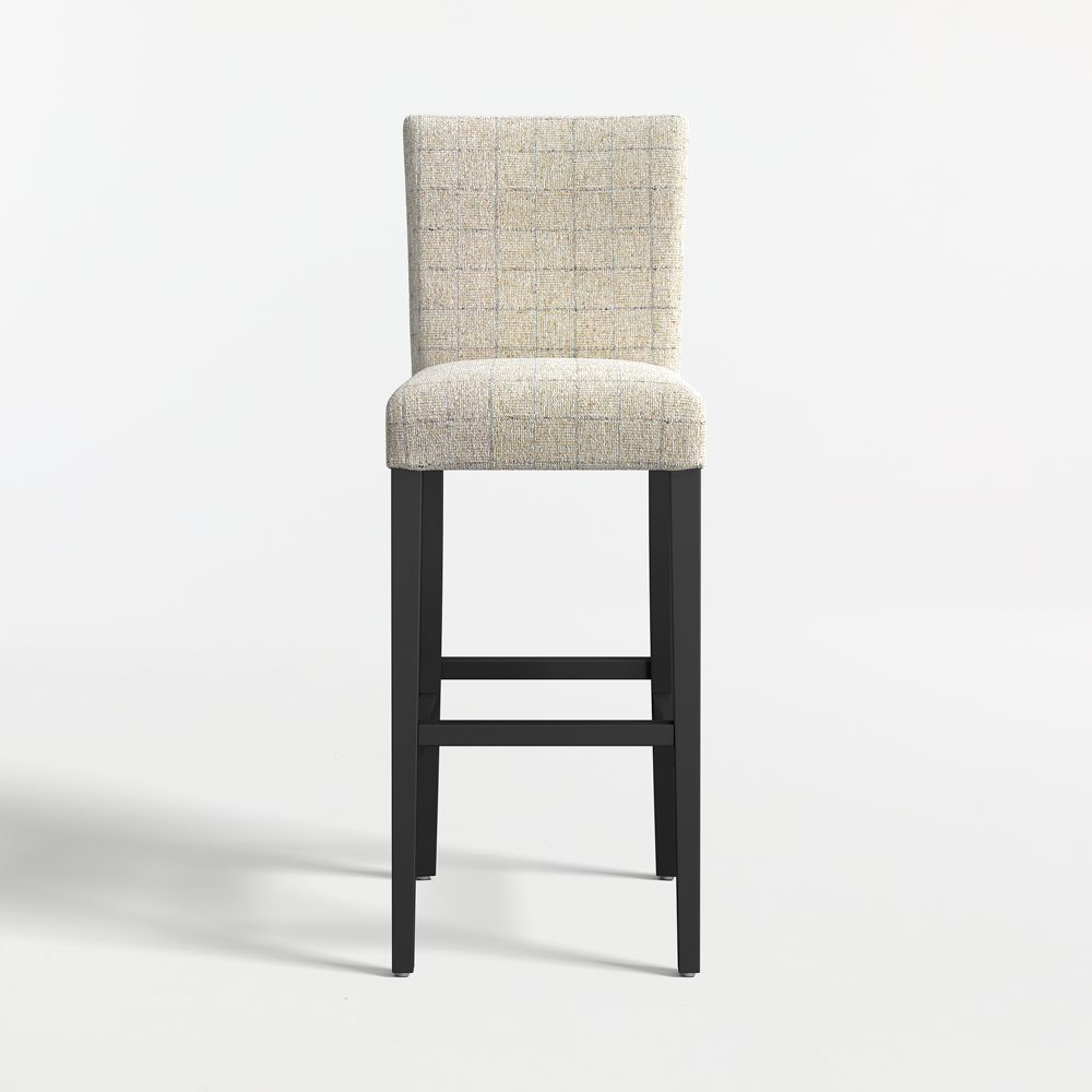 Lowe Topaz Check Upholstered Stools with Ebony Wood Legs