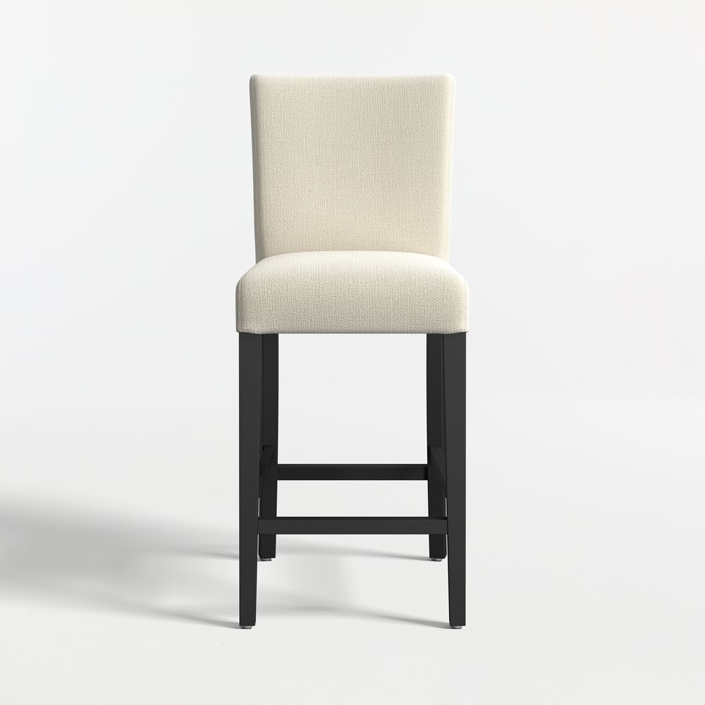 Lowe Ivory Upholstered Stools with Ebony Wood Legs